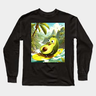 Avocado Adventures, Cartoon Graphic Design Long Sleeve T-Shirt